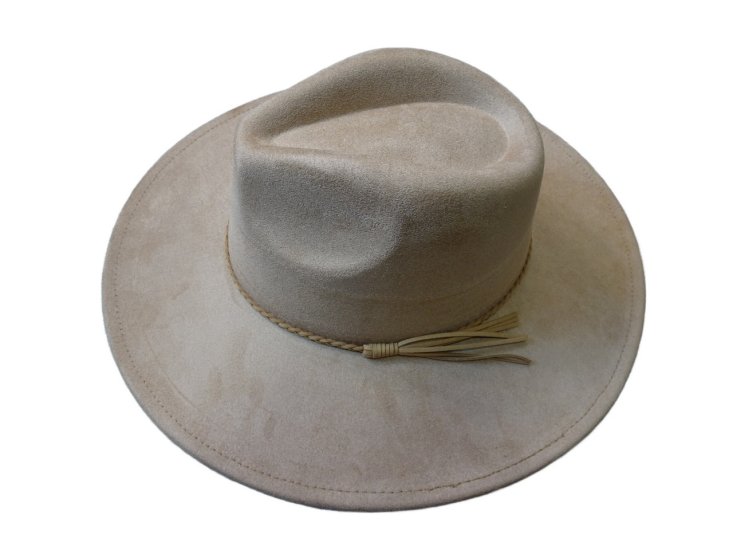 (image for) Vegan suede Wide brim hat - CAMEL TAN