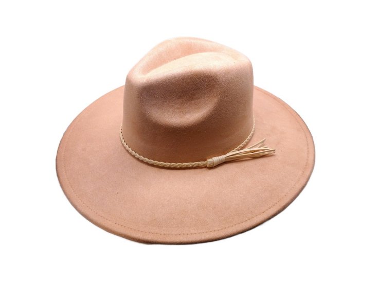 (image for) Vegan suede Wide brim hat ELASTIC BAND - Champagne Elastic