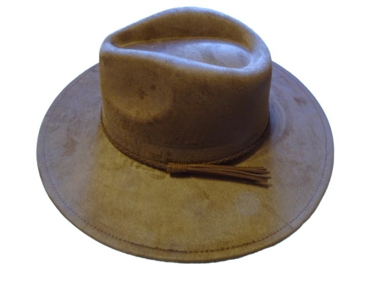 (image for) Vegan suede Wide brim hat - Chocolate Brown