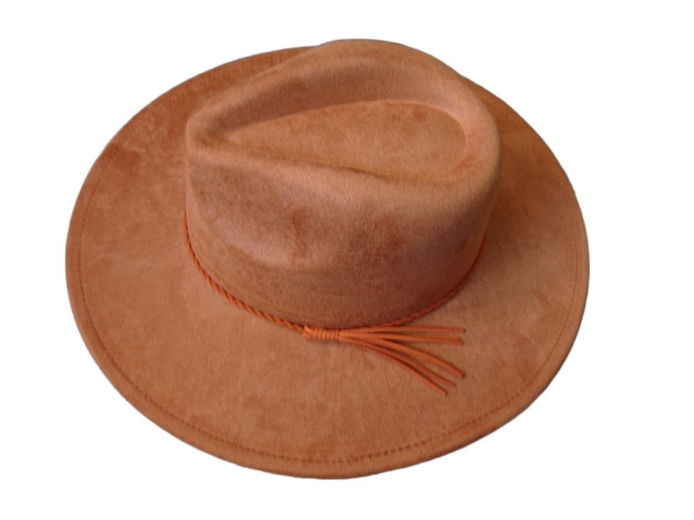 (image for) Vegan suede Wide brim hat ELASTIC BAND - CINNAMON Elastic