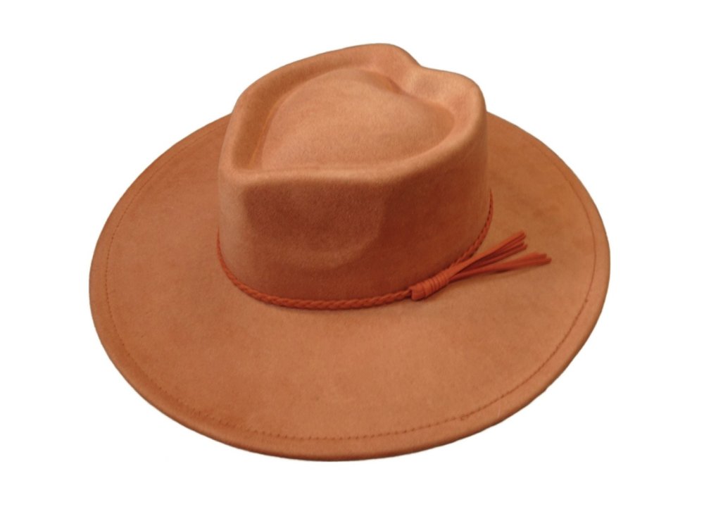 (image for) Heart shaped Vegan suede wide brim hat - Cinnamon Heart