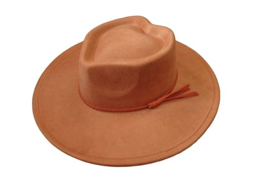 (image for) Heart shaped Vegan suede wide brim hat - Cinnamon Heart