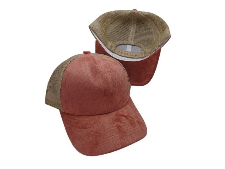 (image for) Vegan suede Mesh snap back baseball cap - Cinnamon Tan Mesh
