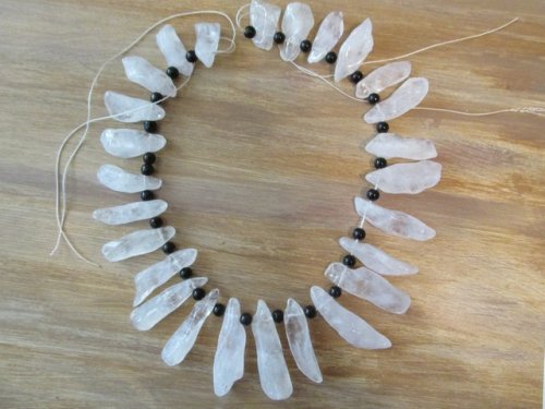 (image for) Clear quartz spike beads #1561-TU