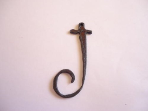 (image for) Initial Letter Curley Metal "J" - Pendant #cm-J