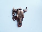 (image for) Antique copper cow skull steer head jewelry pendant #TUP-12