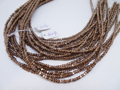 (image for) Copper faceted hematite square beads 3mm #1383
