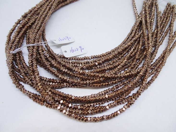 (image for) Copper faceted hematite square beads 3mm #1383