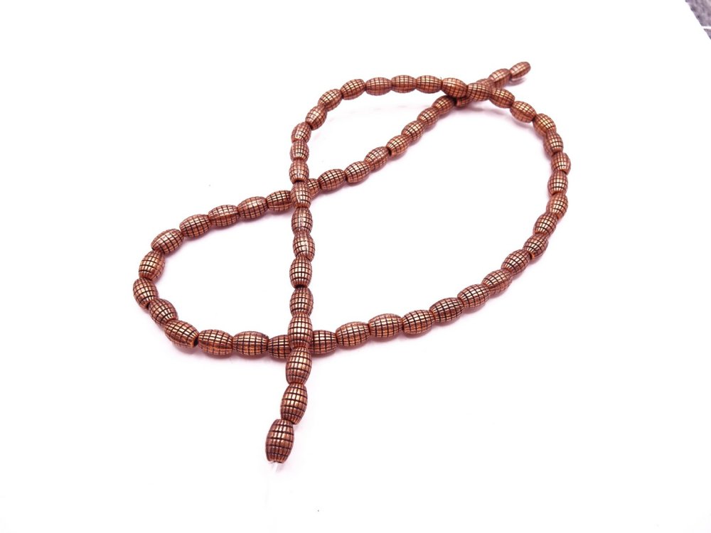(image for) Antique copper zinc barrel beads #C-10