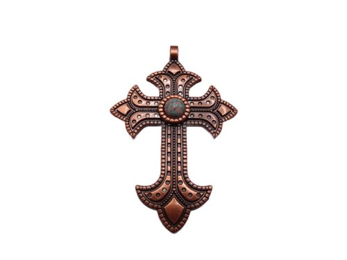 (image for) Antique copper cross jewelry pendant #BB9