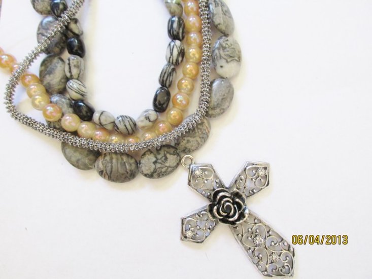 Cross pendant with stones #RM298