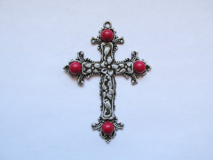 (image for) Cross Floral w/ Red Cabs #MP76