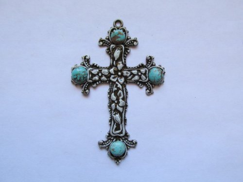 (image for) Cross Floral w/ Turquoise Cabs #MP75