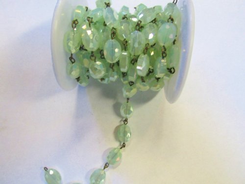 (image for) Crystal bead chain - Sea Foam/bronze (1 ft) 9x11mm