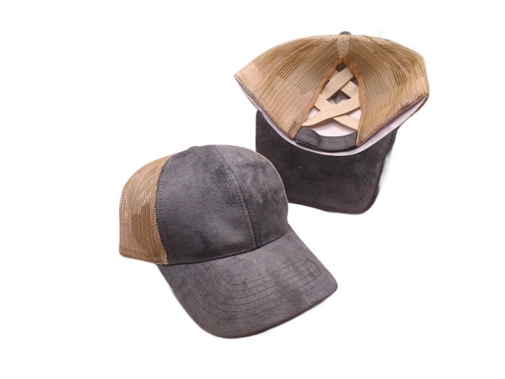 (image for) Pony Tail criss cross Mesh back cap - Dark Gray pony