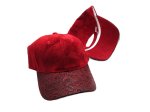 (image for) Faux leather Brim Vegan suede baseball cap - DEEP RED/RED