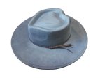 (image for) Heart shaped Vegan suede wide brim hat - Denim Blue Heart