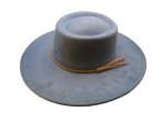 (image for) Round Top wide brim Vegan suede hat - Denim Blue