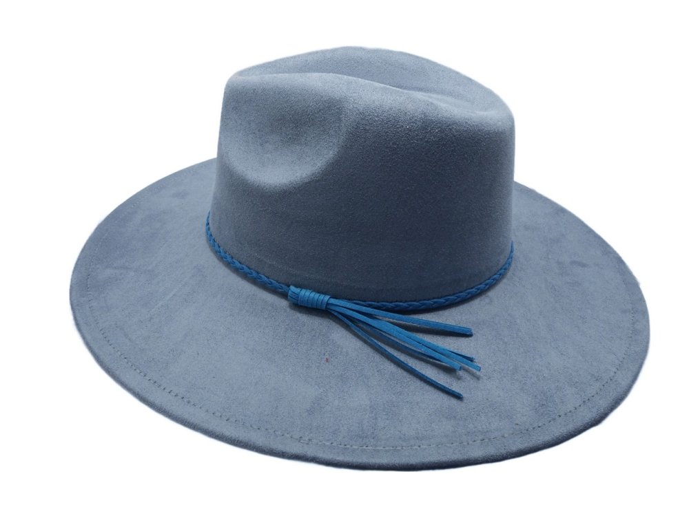 (image for) Vegan suede Wide brim hat ELASTIC BAND - Denim Elastic
