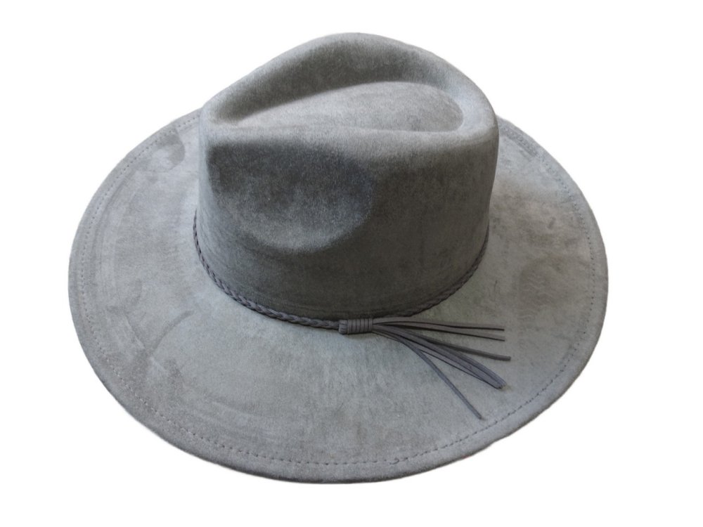 (image for) Vegan suede Wide brim hat ELASTIC BAND - Gray Elastic