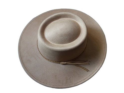 (image for) ROUND TOP wide brim Vegan Suede hat - Camel Tan