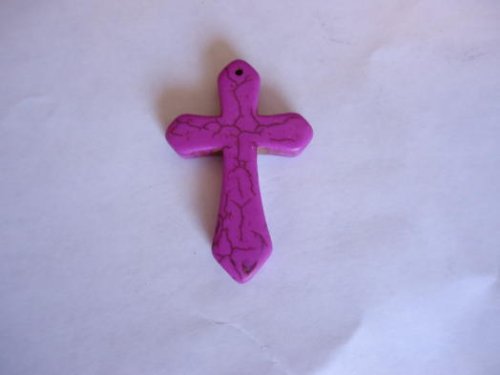 (image for) Cross pendant stone bead - Plum #CPsmall-plumb