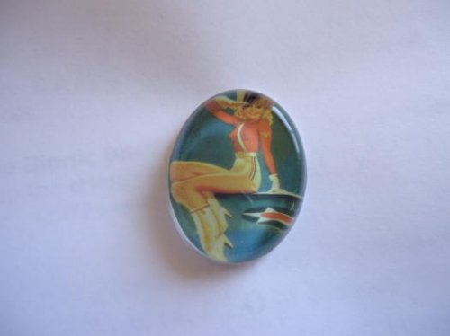 (image for) 26x18mm Cowgirl pin-up girl glass flatback cab #CAB-42