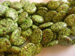 (image for) Lime green pressed Oval beads #1030-34mm