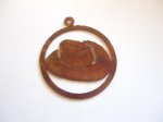 (image for) Cowboy hat in circle laser cut metal pendant #TSP141