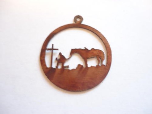 (image for) Praying cowboy in circle pendant #300-232