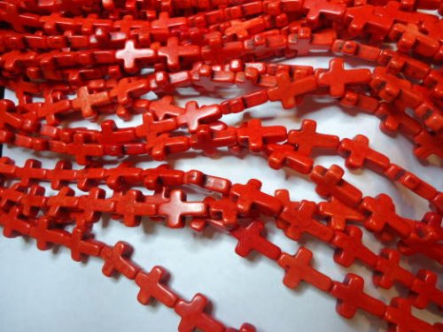 (image for) Red cross beads #TU1136-12