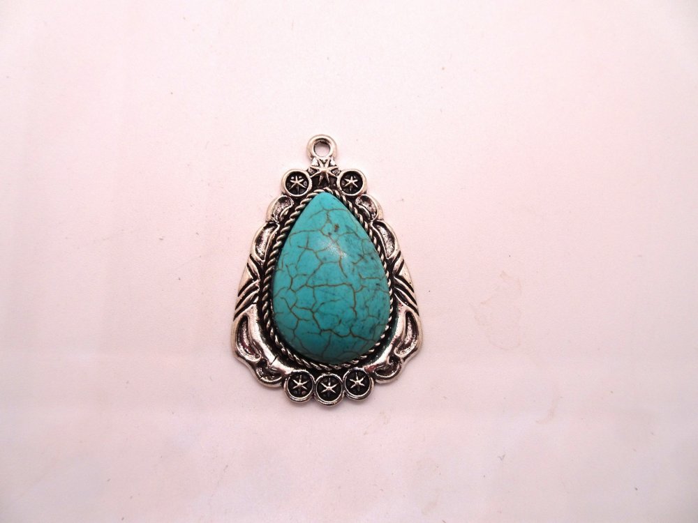 (image for) Antique Silver tear drop Pendant #rm-528