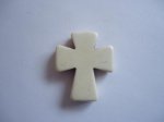(image for) Cross pendant stone bead bead - White (1pc) #SS1026-0418