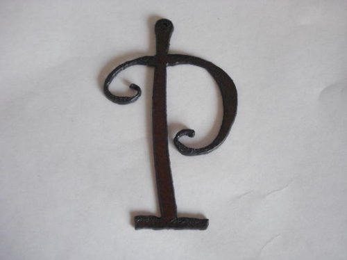 (image for) Initial Letter Curley Metal "P" 3" - Pendant #CMP-3