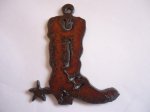 (image for) Cowboy boot metal cutout pendant #RR002-LB