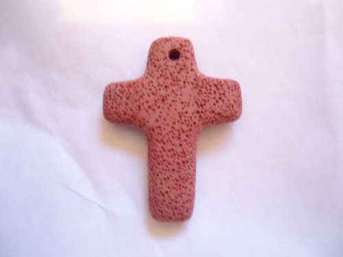 (image for) Cross pendant Lava Rock - Rust #TC01