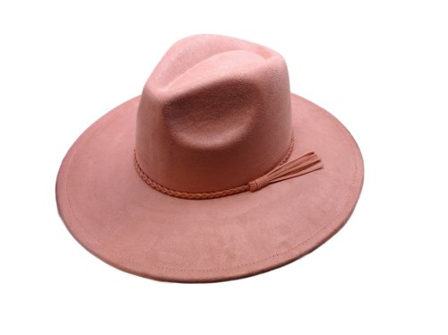 (image for) Vegan suede Wide brim hat ELASTIC BAND - Dusty Pink Elastic