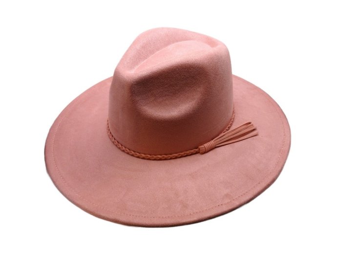 (image for) Vegan suede Wide brim hat ELASTIC BAND - Dusty Pink Elastic