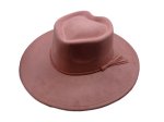 (image for) Heart shaped Vegan suede wide brim hat - Dusty Pink