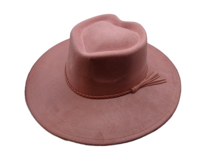 (image for) Heart shaped Vegan suede wide brim hat - Dusty Pink