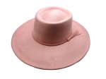 (image for) Round Top wide brim Vegan suede hat - Dusty Pink
