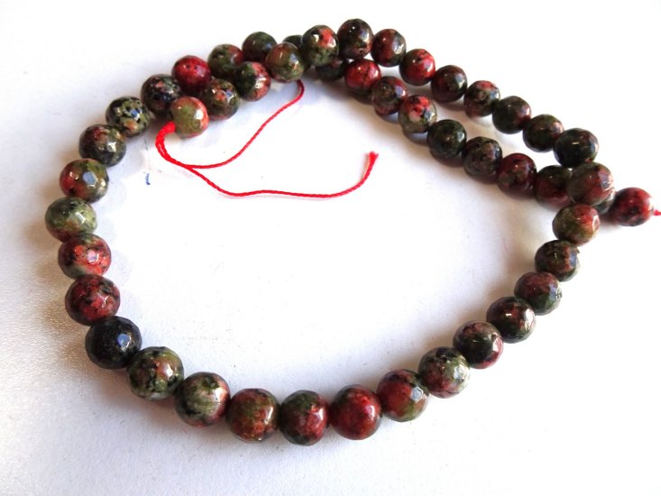 (image for) Rust green Unikite faceted 8mm #1101b