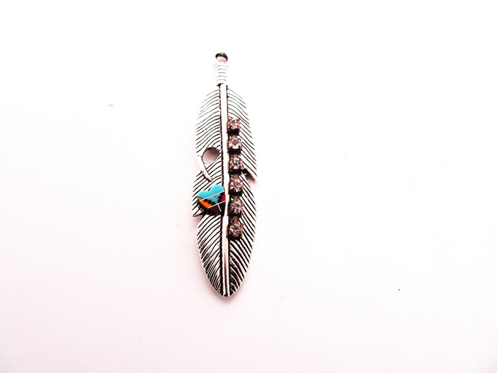 (image for) Feather antique silver jewelry pendant #RM-141