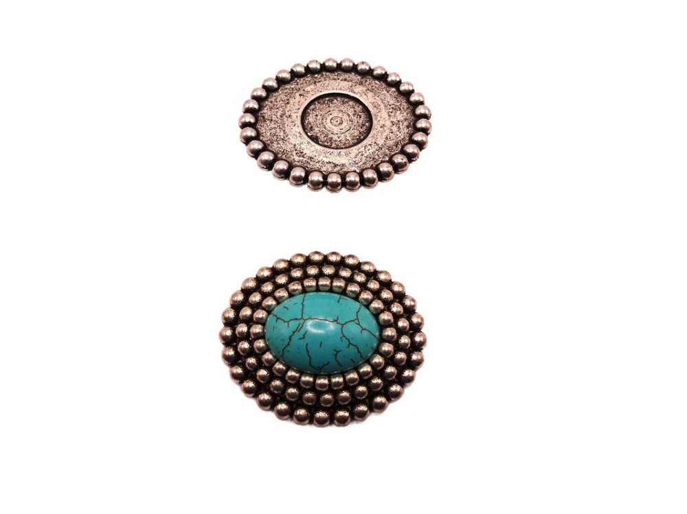 (image for) Antique silver Oval flat back embellishment #HM-20