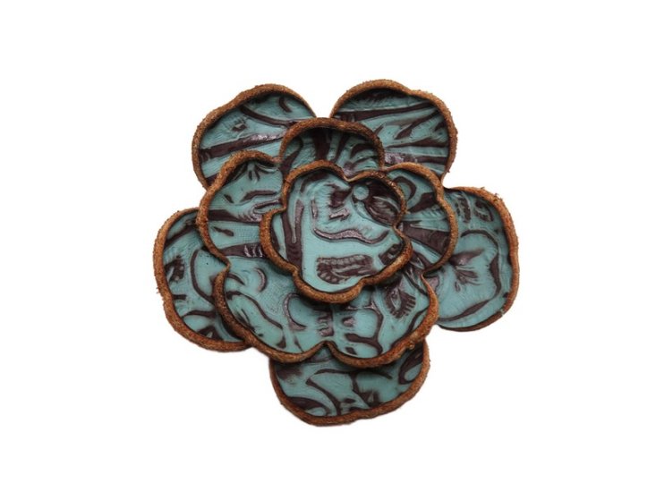 (image for) leather flower set - Blue and Brown