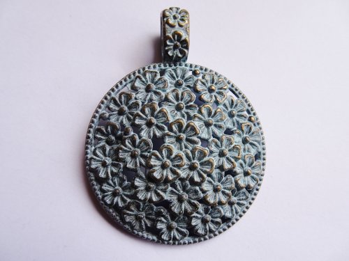 (image for) Bronze patina flower pendant #RM-350