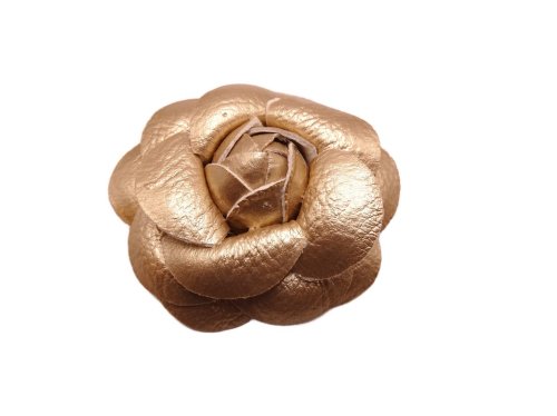 (image for) Faux leather flower 2 1/2" - Gold