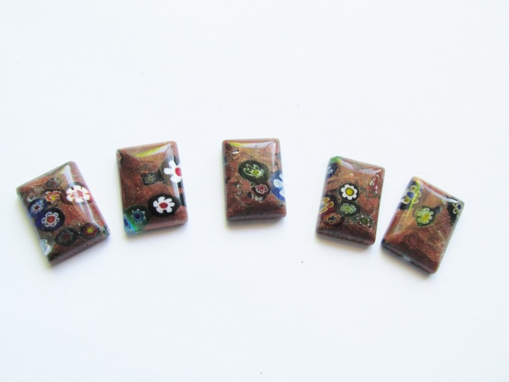 (image for) Goldstone rectangle cabochons (3pcs) CAB-19A