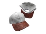 (image for) Faux leather Brim Vegan suede baseball cap - Gray/PU Leather