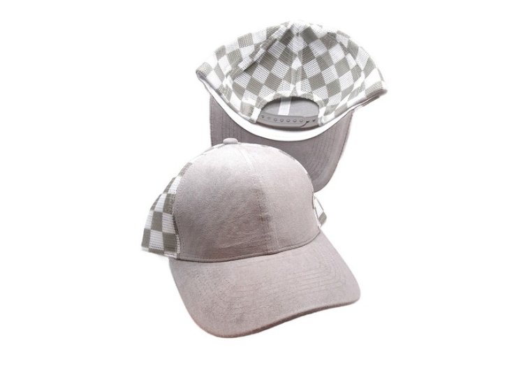 (image for) Checkered Mesh snap back cap- Gray